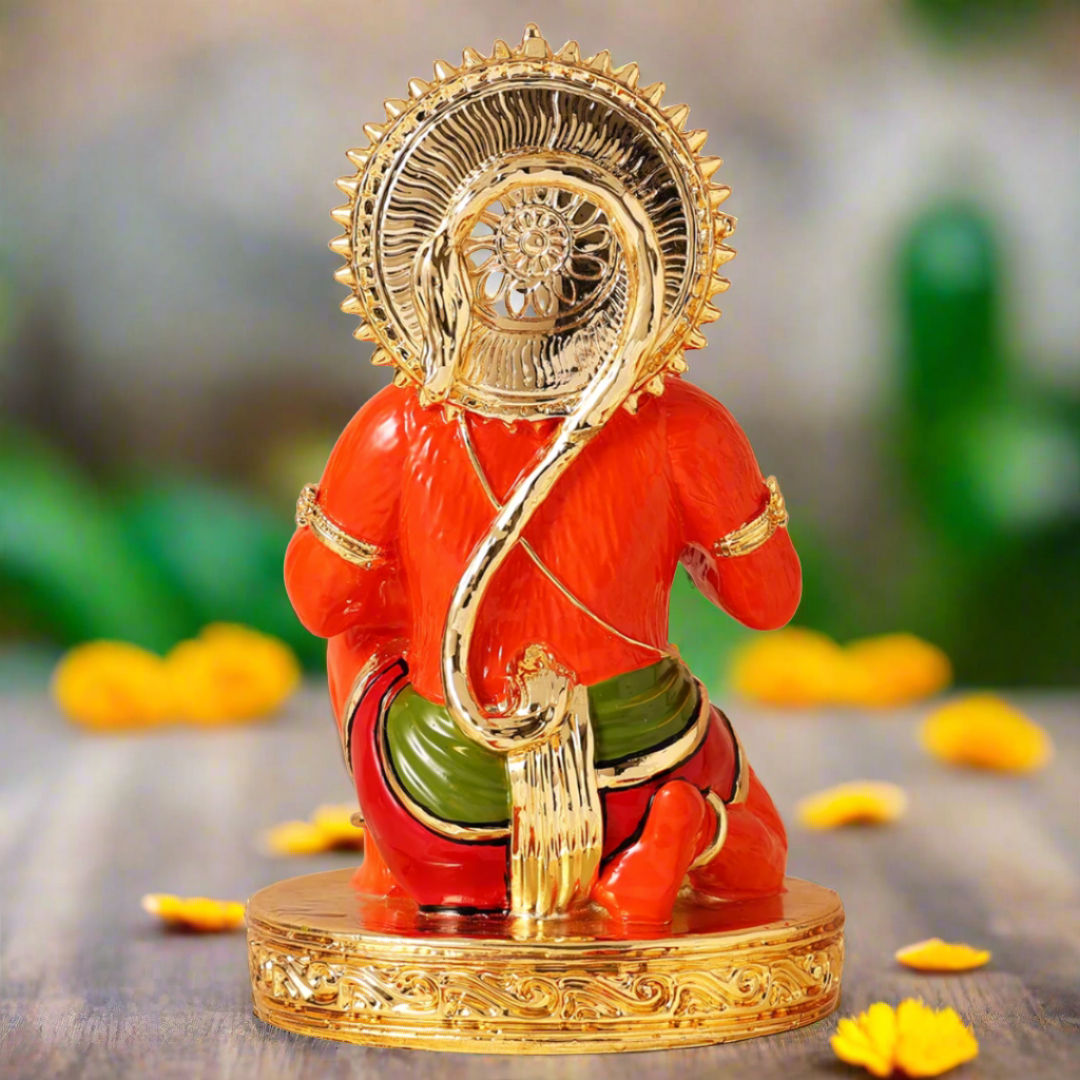 Gold Plated Sinduri Hanuman Ji Murti - Bhakti Samagri