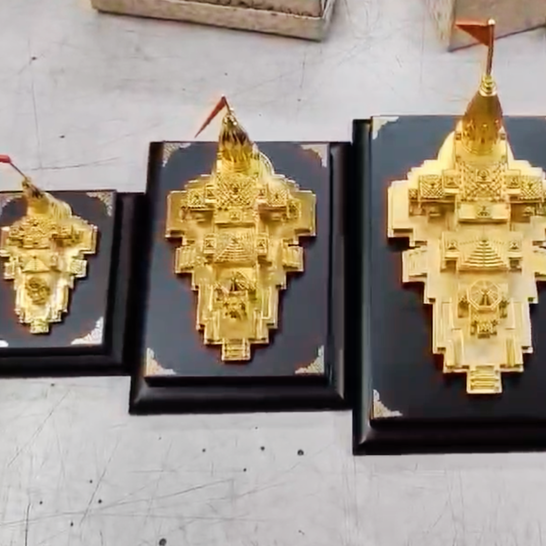 Gold Plated Shri Ram Mandir 3D Model - Bhakti Samagri