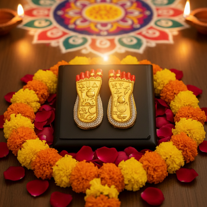 Maa Lakshmi Charan Paduka | Gold & Silver Plated