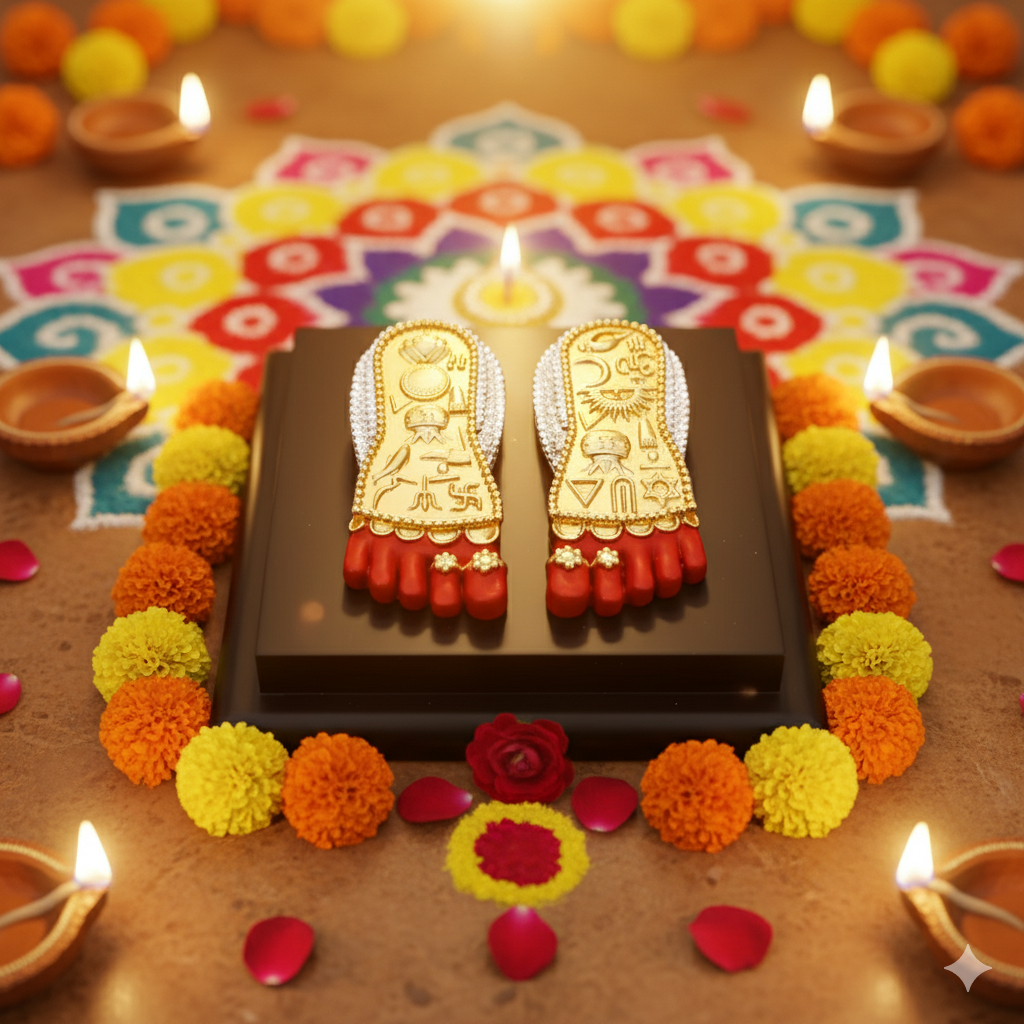 Maa Lakshmi Charan Paduka | Gold & Silver Plated
