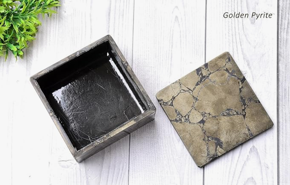 Golden Pyrite Box - Bhakti Samagri
