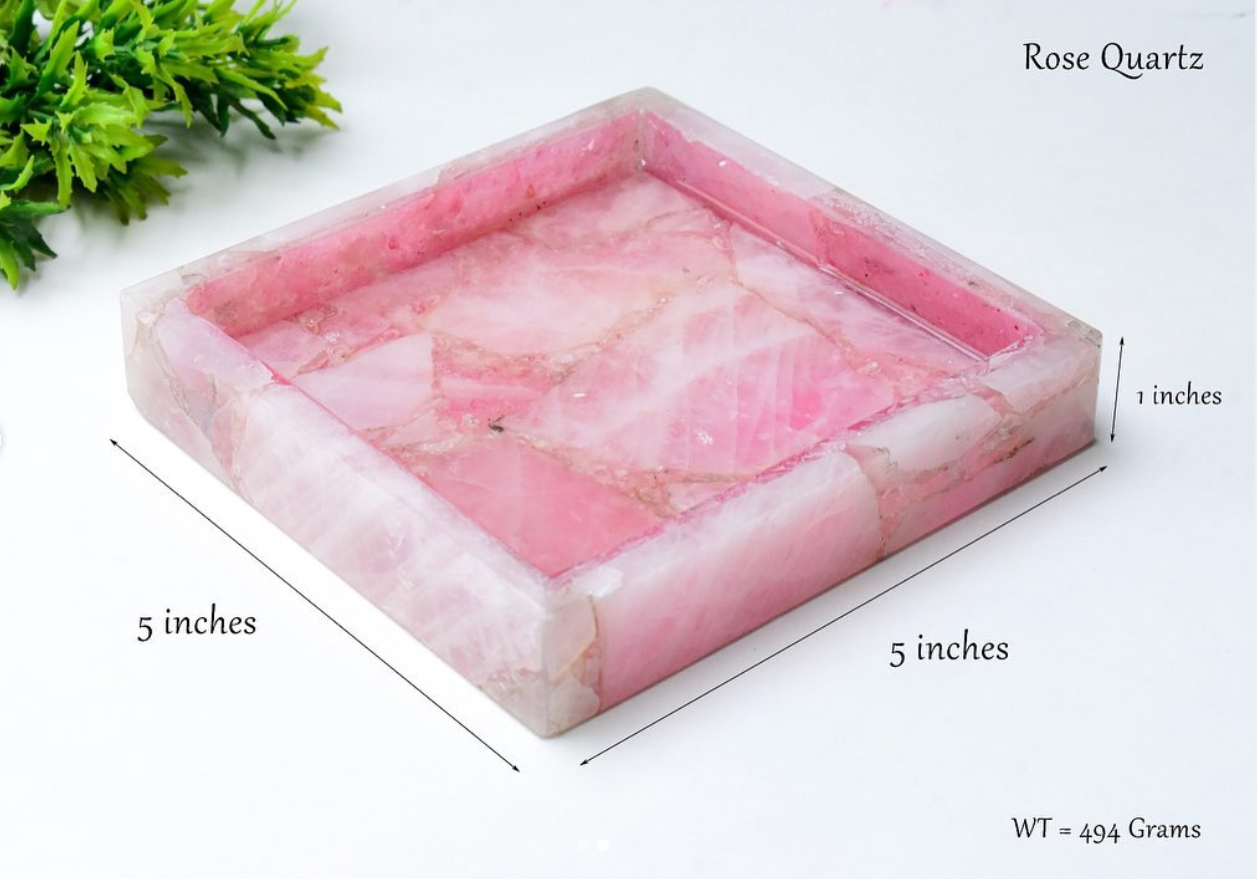 Rose Quartz Tray - Bhakti Samagri