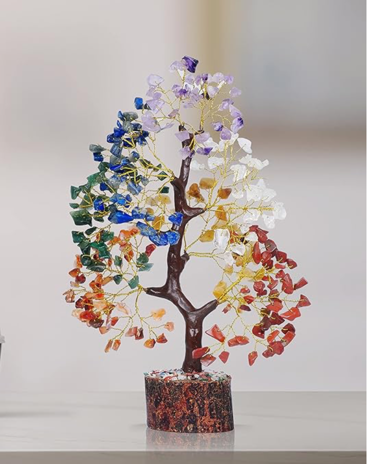 7 Chakra Crystal Healing Stone Tree - Bhakti Samagri
