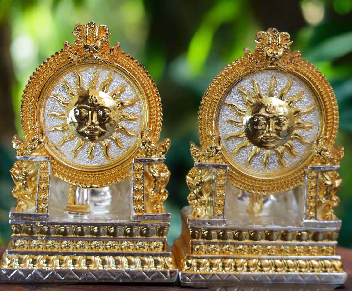 24 K Gold & Silver Plated Lakshmi Ganesha Idol | 5 Inches - Bhakti Samagri