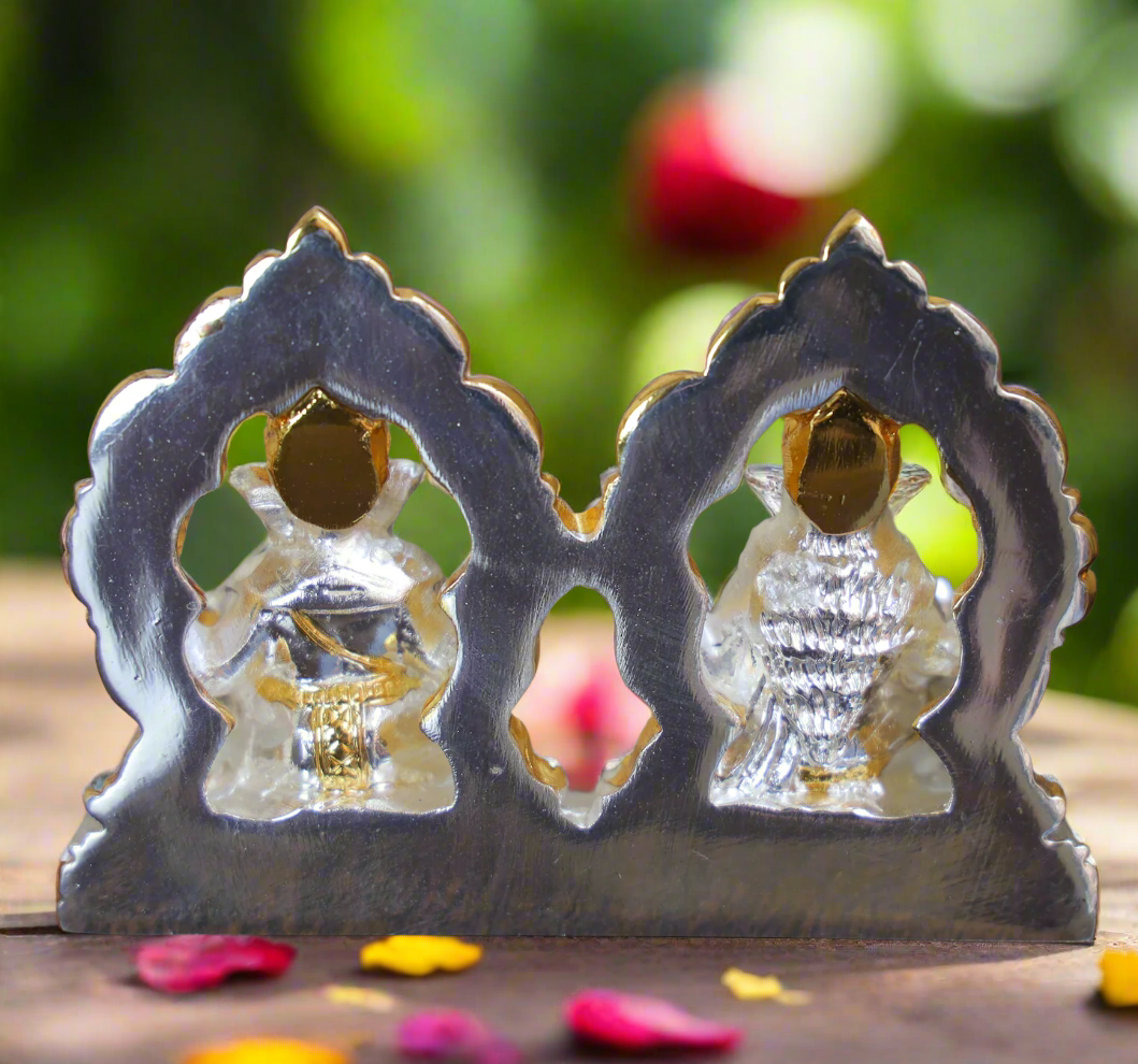 Gold & Silver Plated Lakshmi Ganesha Idol - Bhakti Samagri