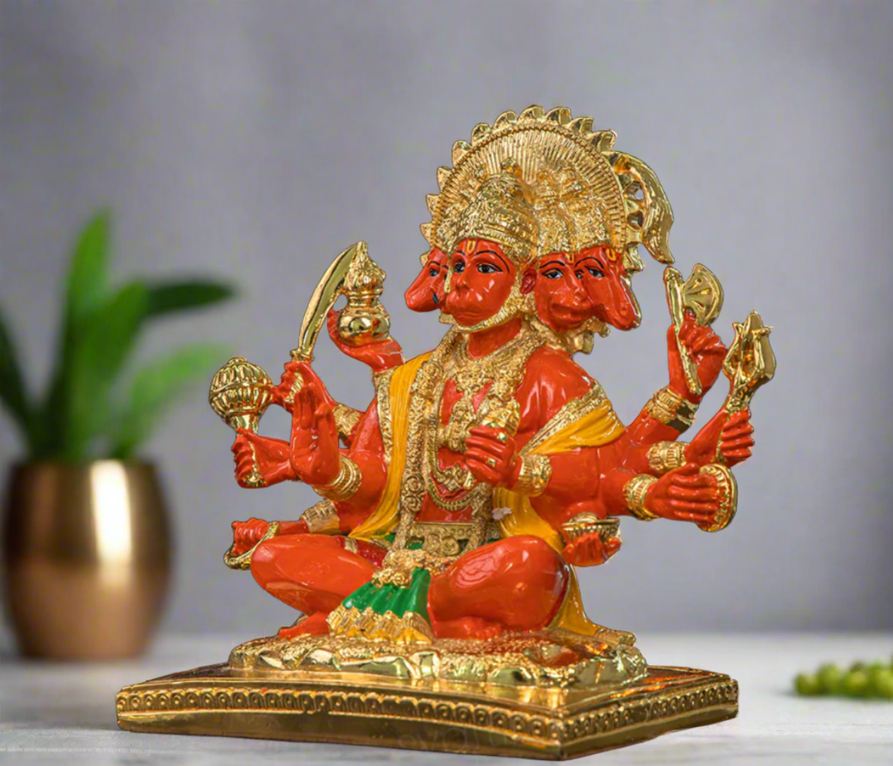 Gold Plated PanchMukhi Hanuman Ji Murti