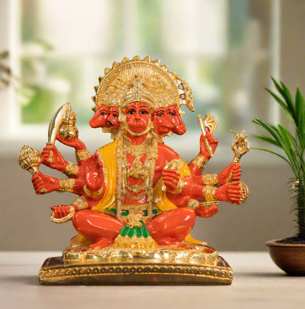 Gold Plated PanchMukhi Hanuman Ji Murti