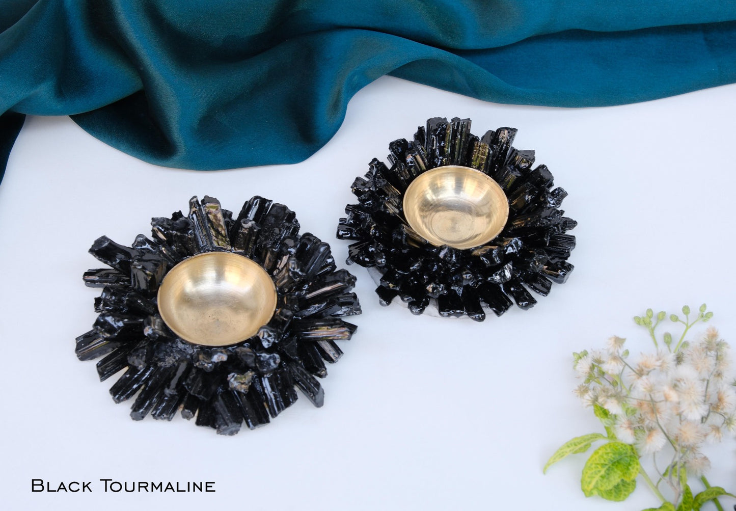 Black Tourmaline Cluster Tea Light Holder