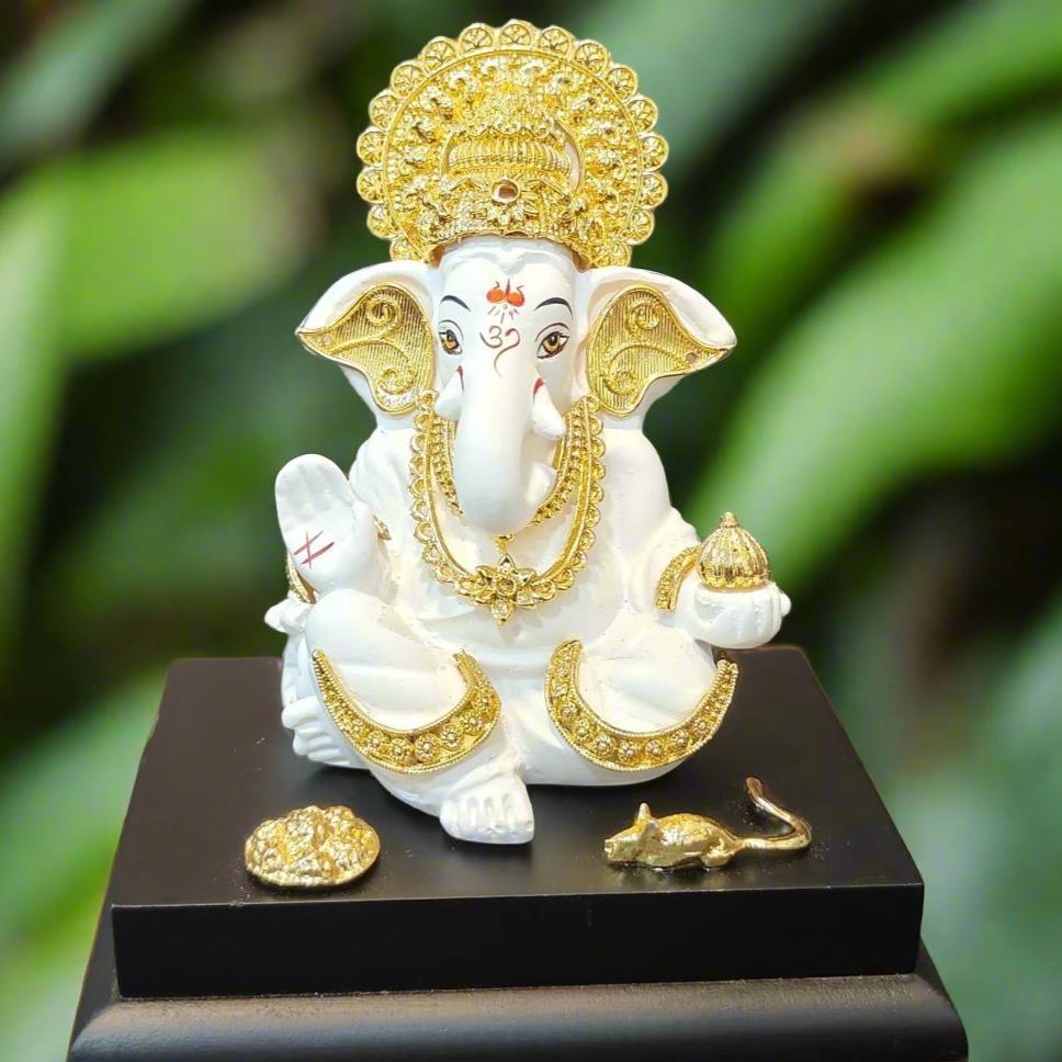 Gold Plated Lord Ganesha Idol - Bhakti Samagri