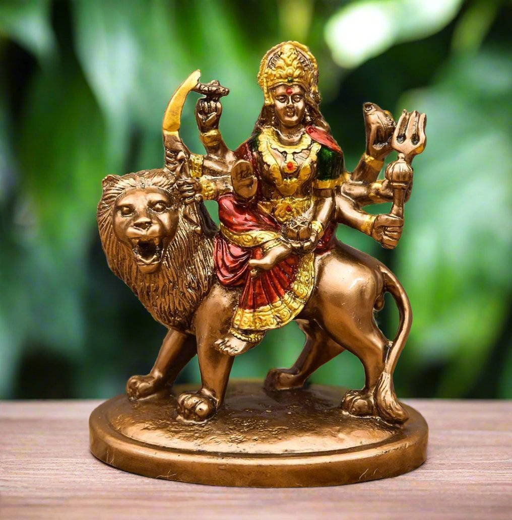 Maa Durga Murti in Antique Finish - Bhakti Samagri