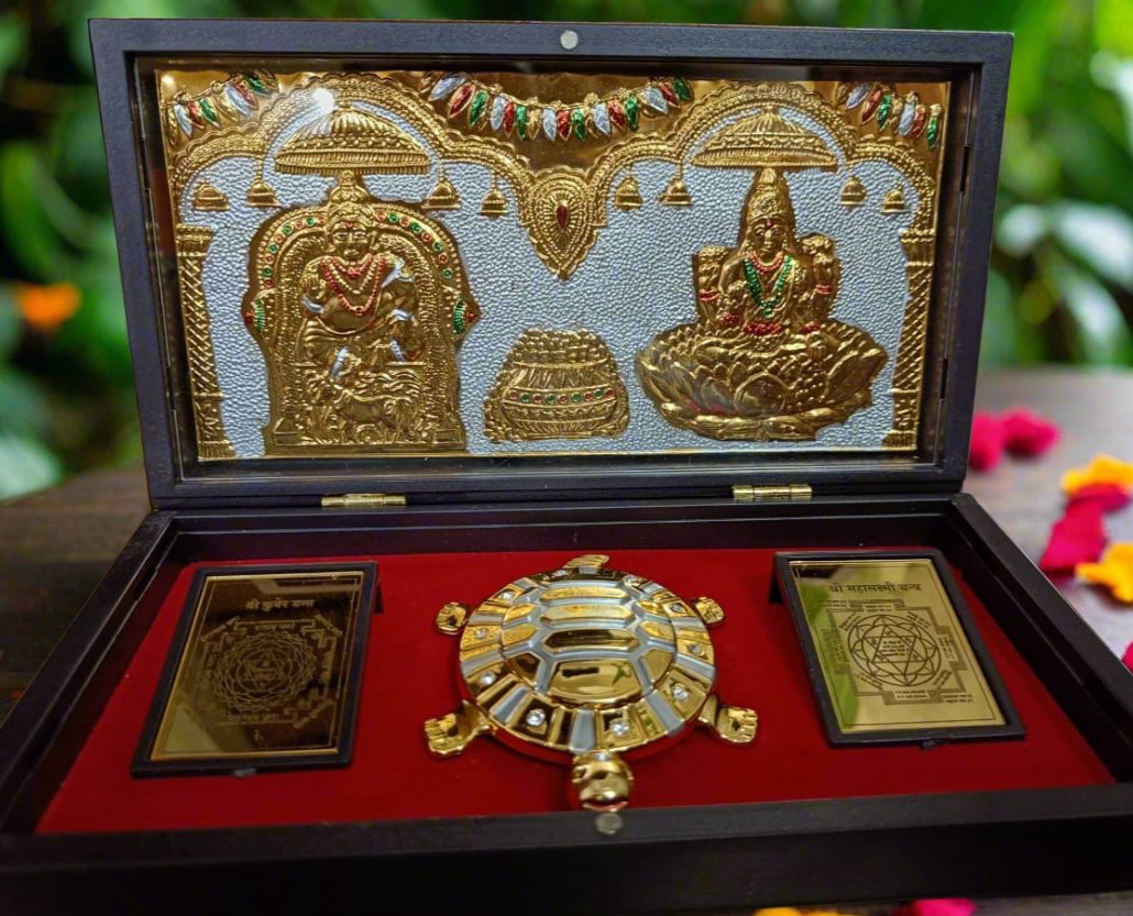 Gold Plated Lakshmi Kuber Pocket Temple - Bhakti Samagri