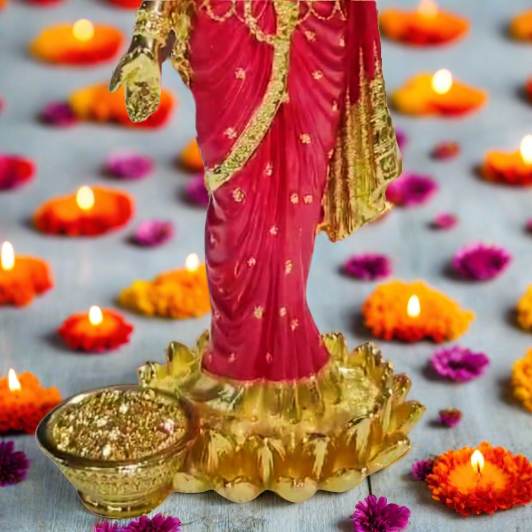 Gold Plated Standing Lakshmi Ji Murti