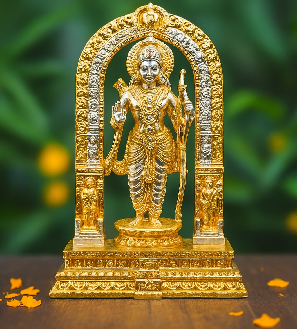 Gold & Silver Plated Shri Ram Lalla Murti - Bhakti Samagri