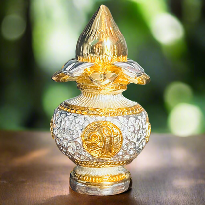 Gold & Silver Plated Nariyal Kalash for Prosperity & Abundance - Bhakti Samagri