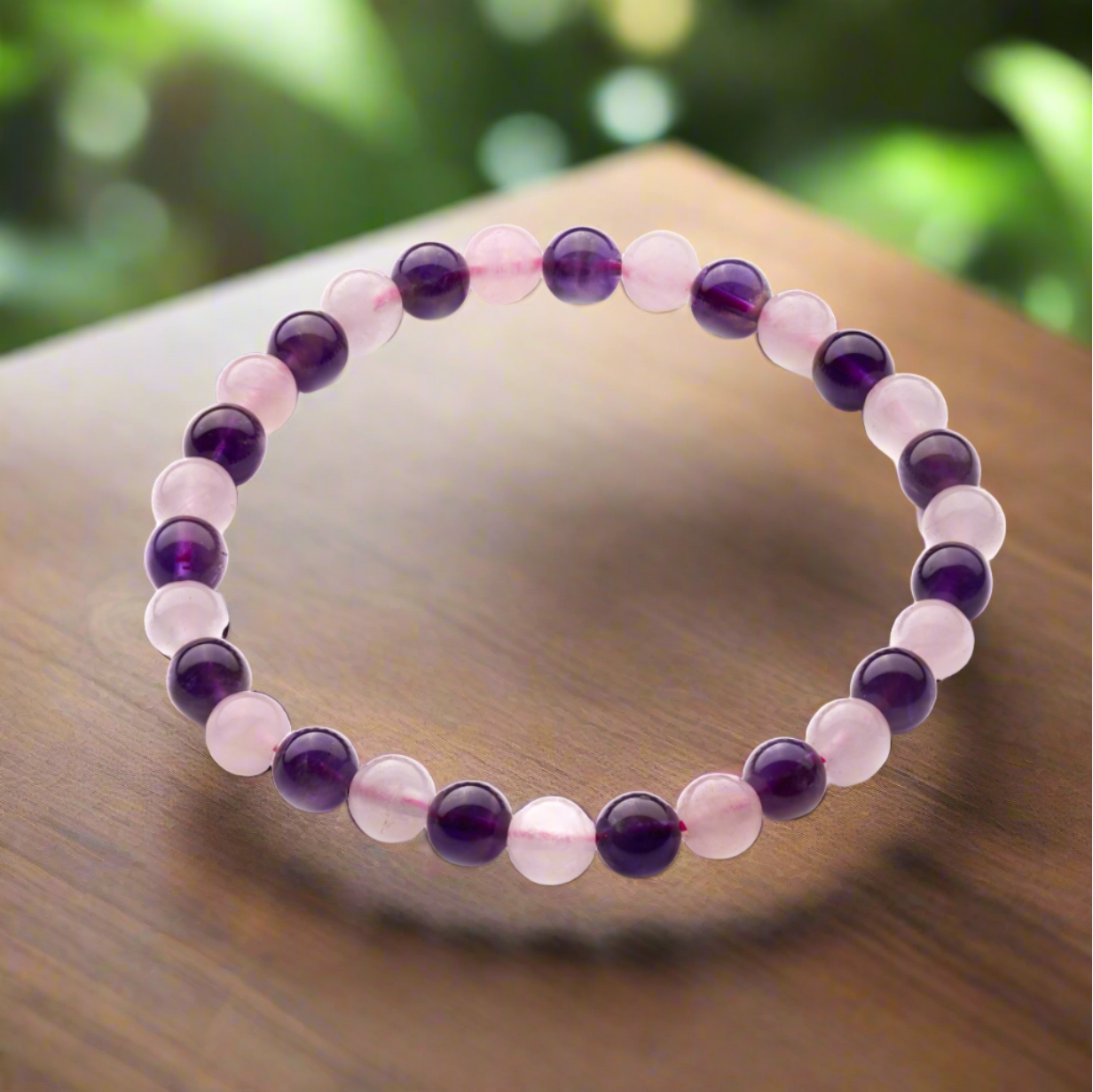 Amethyst & Rose Quartz Crystal Healing Bracelet