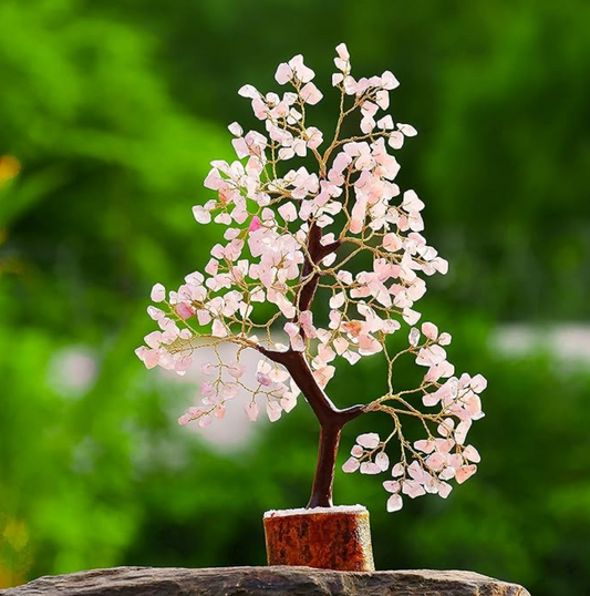 Rose Quartz Crystal Stone Tree