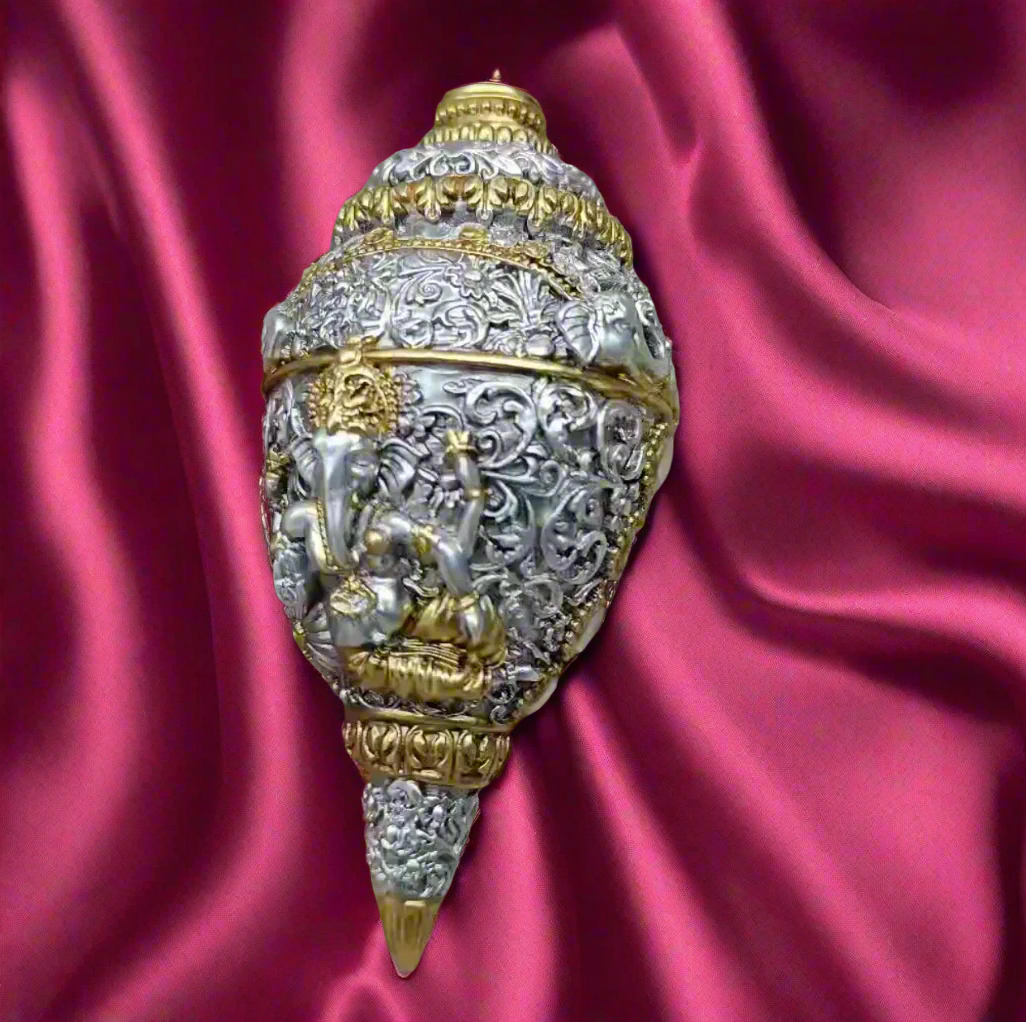 Gold and Silver Plated Ganesha Shankh