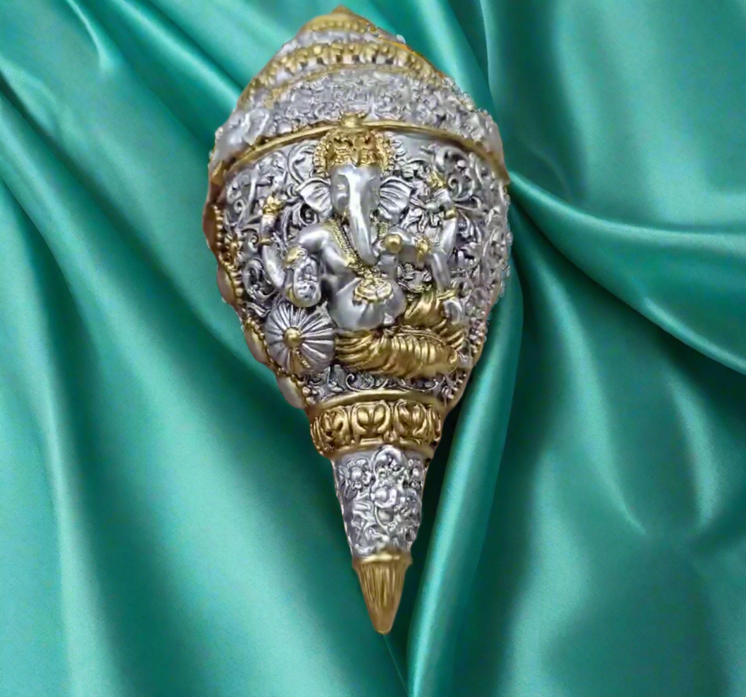 Gold and Silver Plated Ganesha Shankh