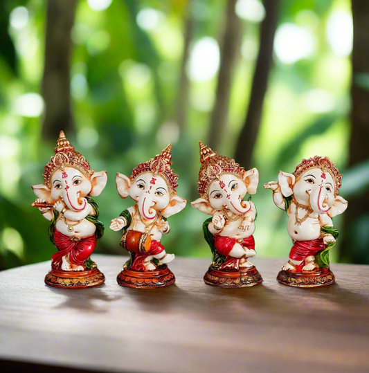 Handcrafted Ganesha Idols | Set of 4