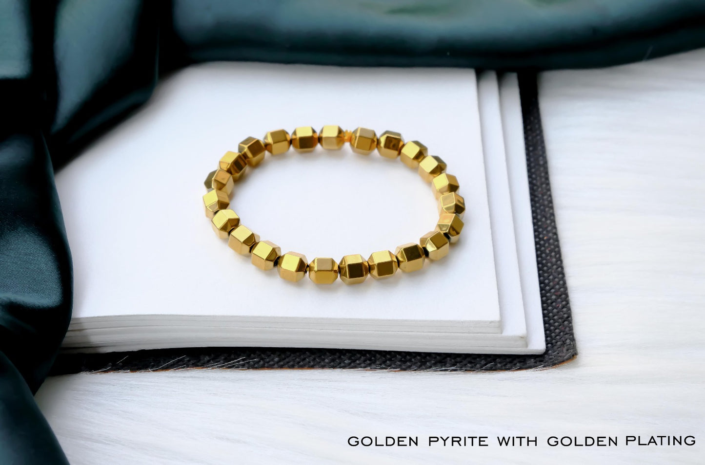 Hexagonal Golden Pyrite Bracelet with Golden Plating