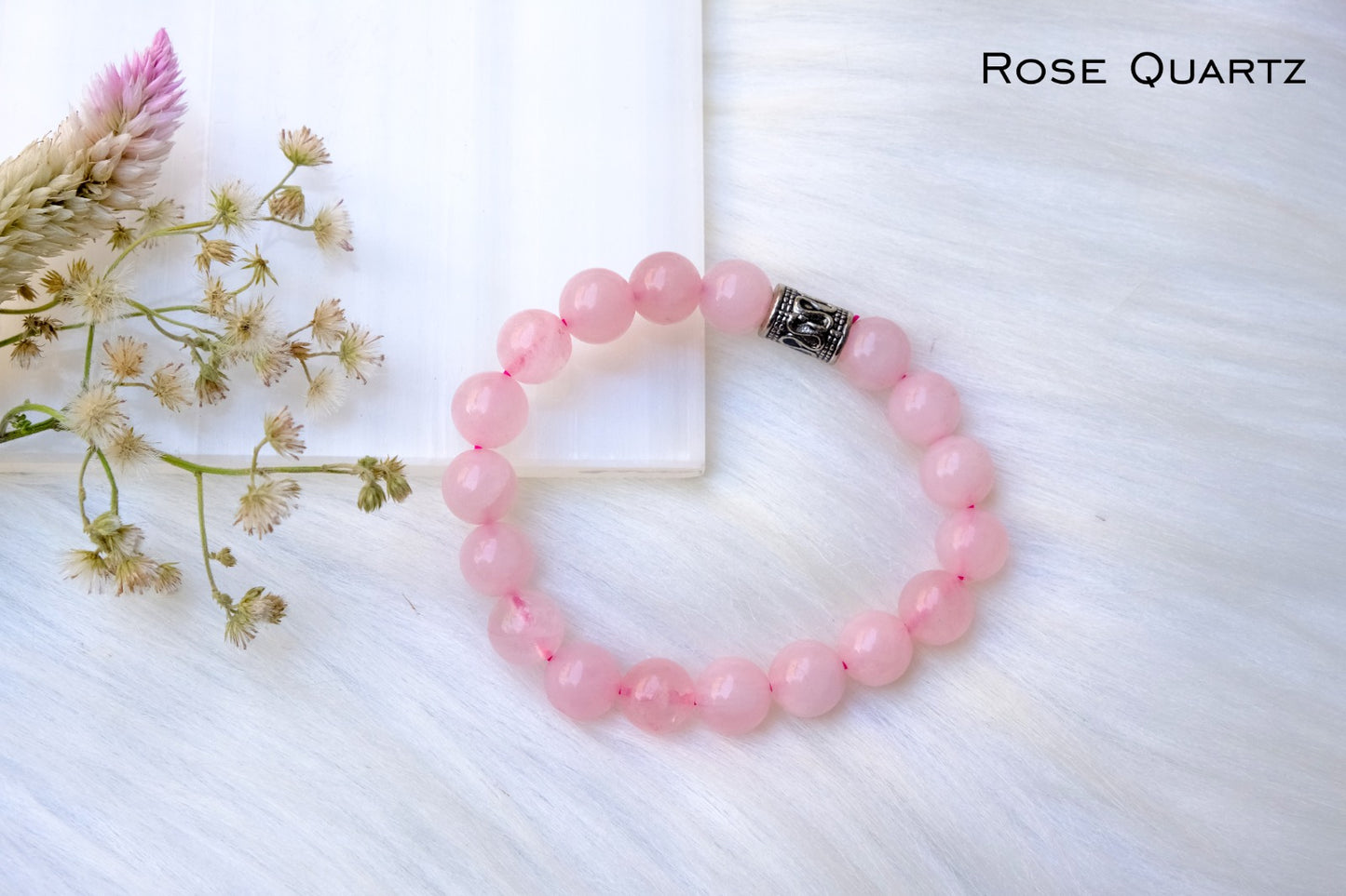 Celestial Harmony Bundle: Rose Quartz Bracelet with Rose Quartz Moon-Shaped Pendant