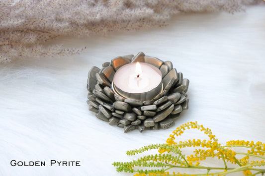 Golden Pyrite Cluster Diya