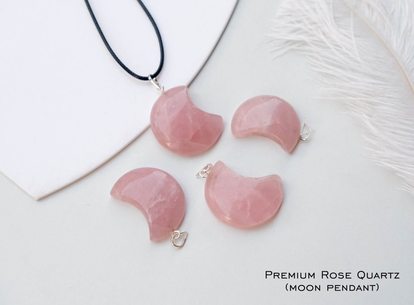 Celestial Harmony Bundle: Rose Quartz Bracelet with Rose Quartz Moon-Shaped Pendant