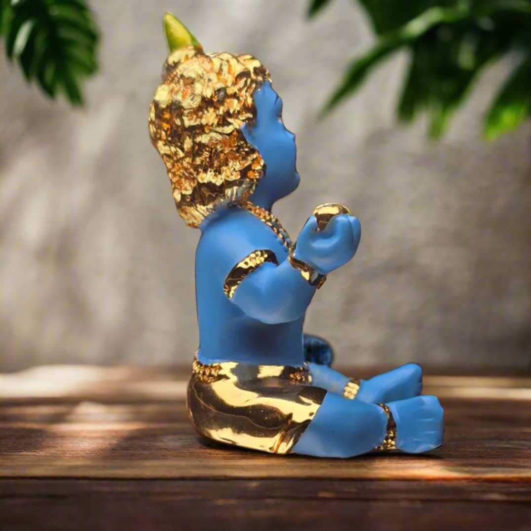 Gold Plated Sitting Laddu Gopal Murti