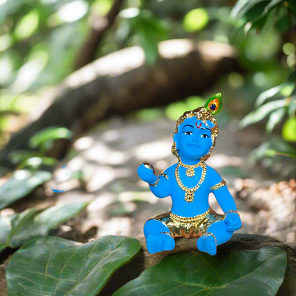 Gold Plated Sitting Laddu Gopal Murti